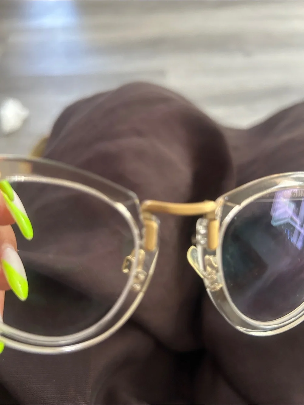 Warby Parker Zelda Leith 47mm Crystal Peach & Gold Rimless-Style Glasses RARE
